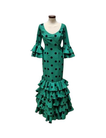 Talla 40. Vestido de Flamenca. Mod. Carmela Verde Lunar